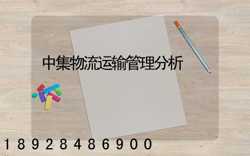 中集物流运输管理分析
