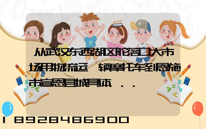 从武汉东西湖区舵落口大市场用物流运一辆摩托车到恩施市宣恩县城具体...