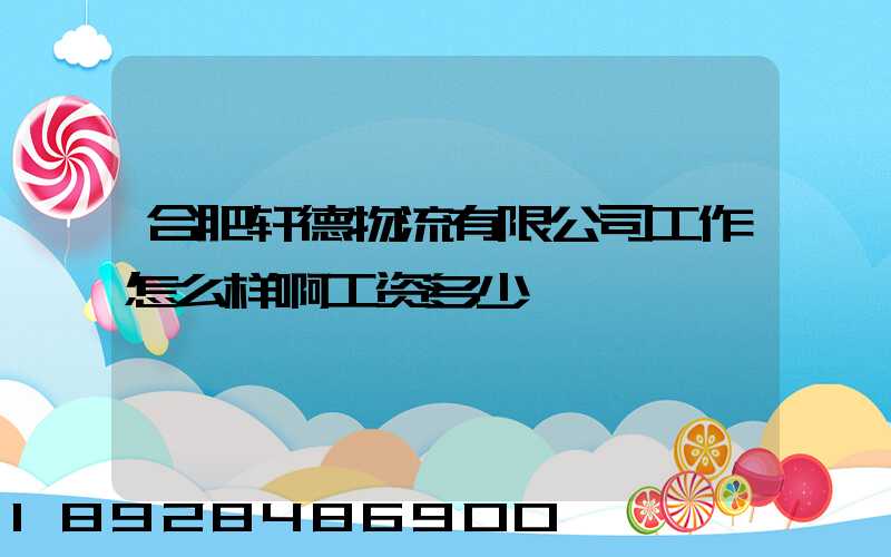 合肥轩德物流有限公司工作怎么样啊工资多少