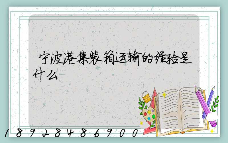 宁波港集装箱运输的经验是什么