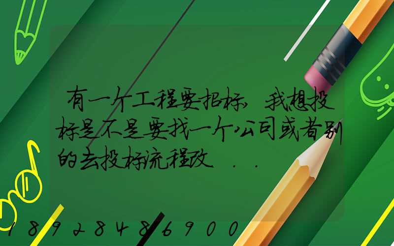 有一个工程要招标,我想投标是不是要找一个公司或者别的去投标流程改...