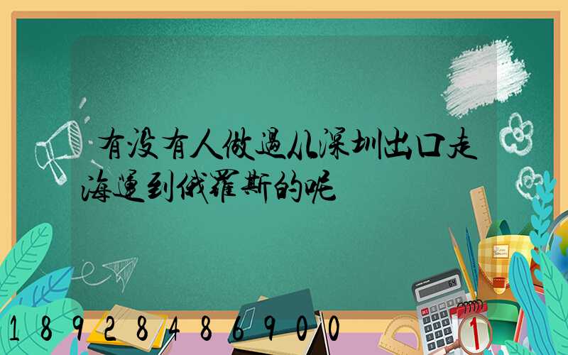 有没有人做过从深圳出口走海运到俄罗斯的呢