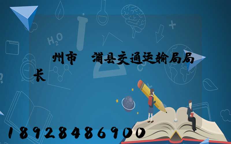 漳州市漳浦县交通运输局局长