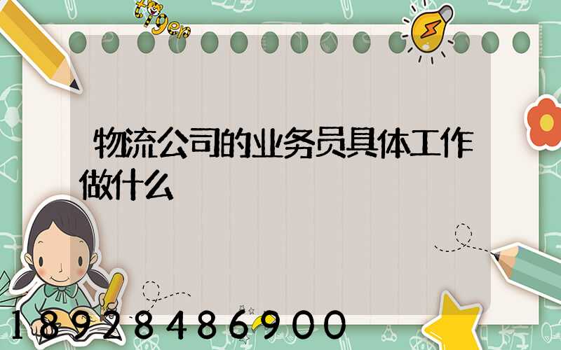 物流公司的业务员具体工作做什么