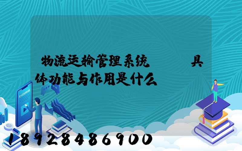 物流运输管理系统TMS具体功能与作用是什么