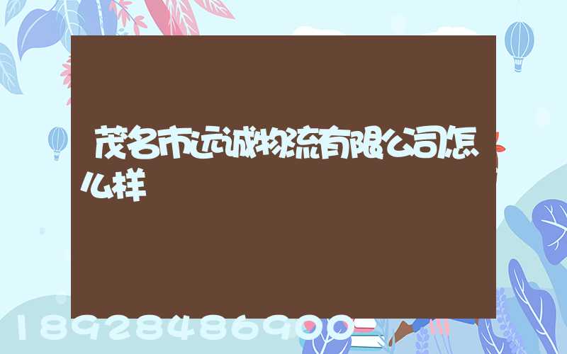 茂名市远诚物流有限公司怎么样